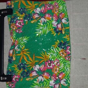 Glo jeans Green floral sequin Tropical tube top. Sz XL